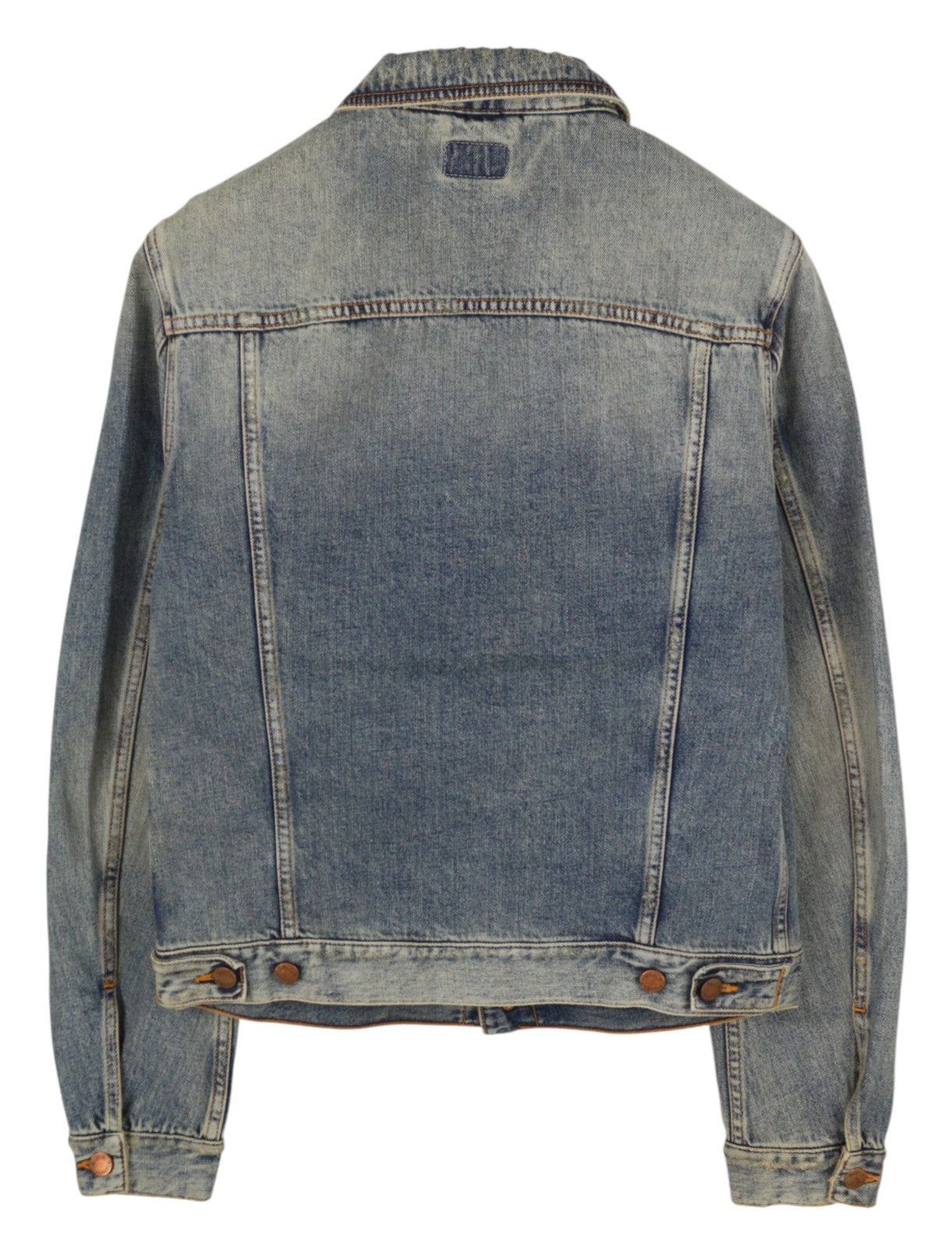 NUDIE JEANS Billy vyriška striukė M Shimmering Indigo Button-Up Distress Faded Blue