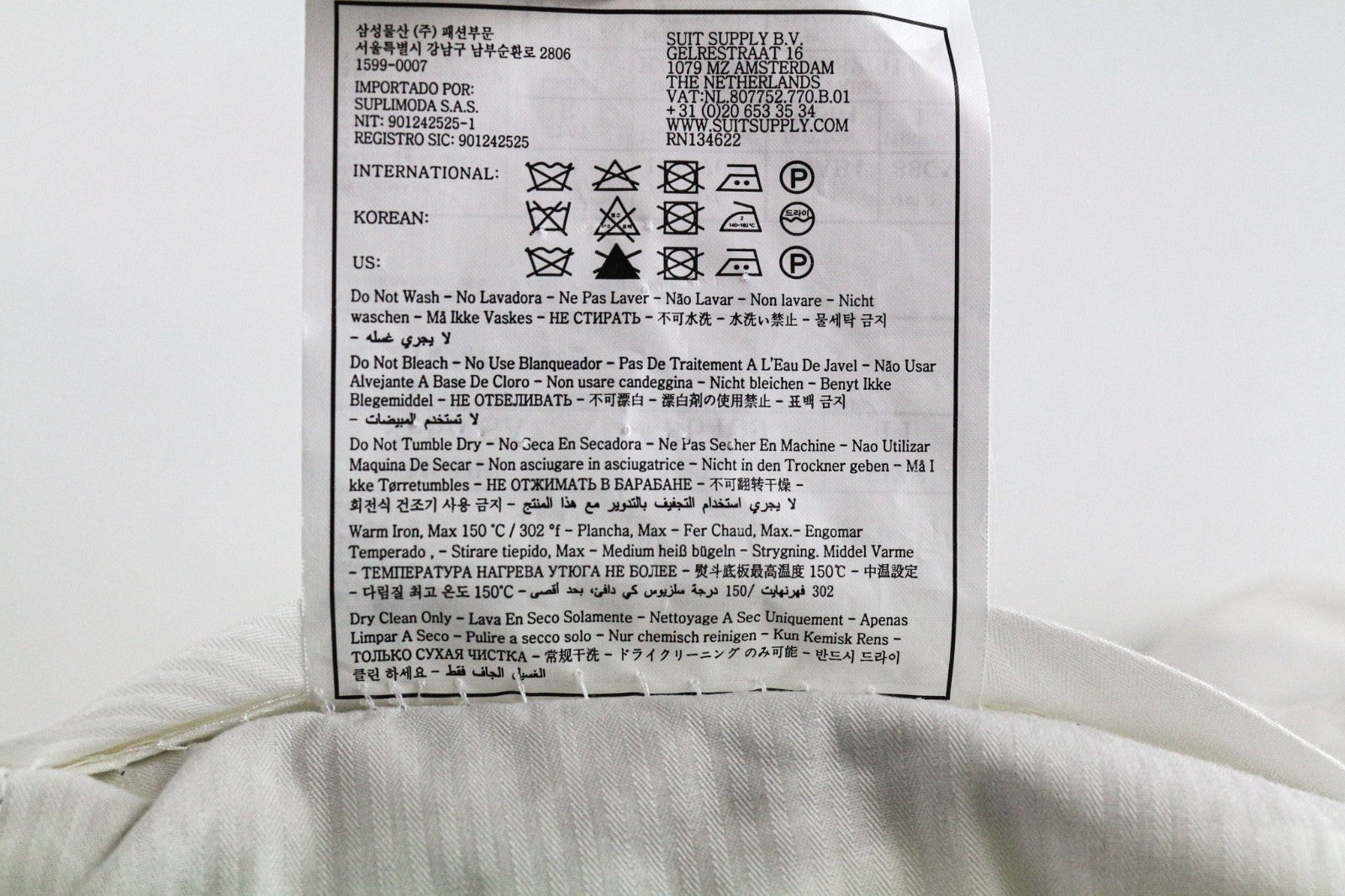 SUITSUPPLY La Spalla Men's UK34R White Pure Cotton 2 Piece Single Breasted Suit