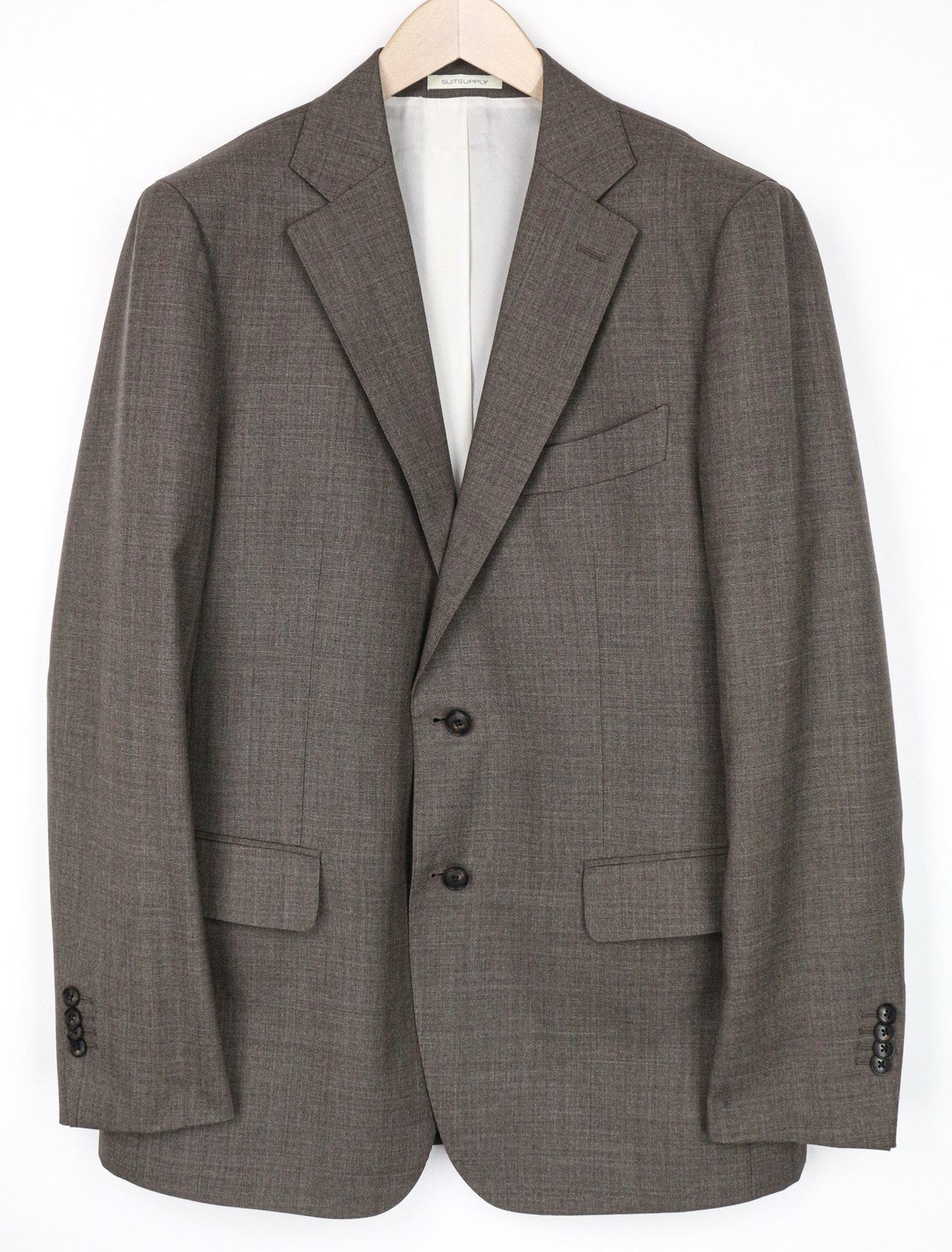 SUITSUPPLY Lazio Men's UK44R Brown Slim Fit Pure Wool Lined Single Breasted