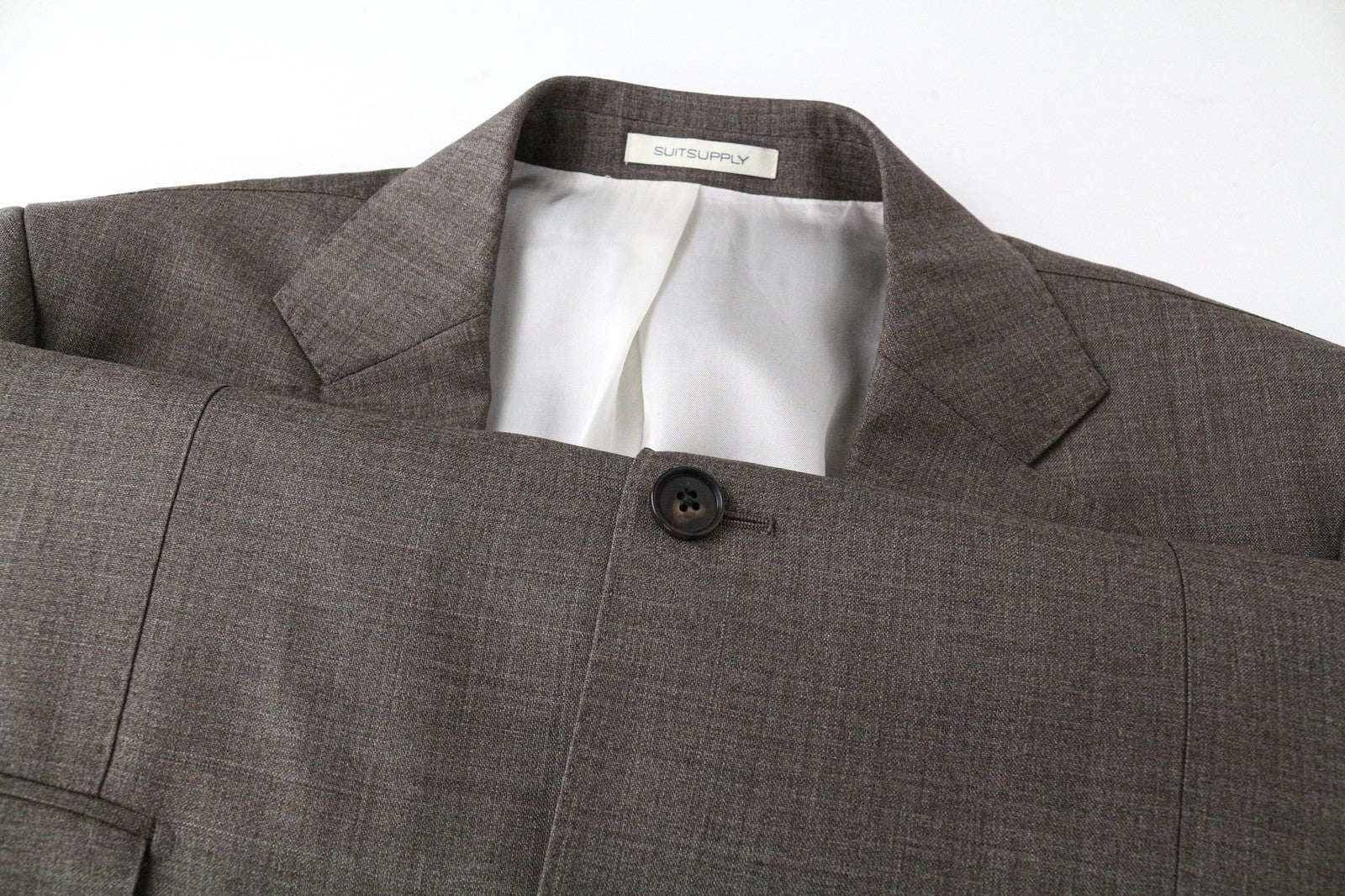 SUITSUPPLY Lazio Men's UK44R Brown Slim Fit Pure Wool Lined Single Breasted