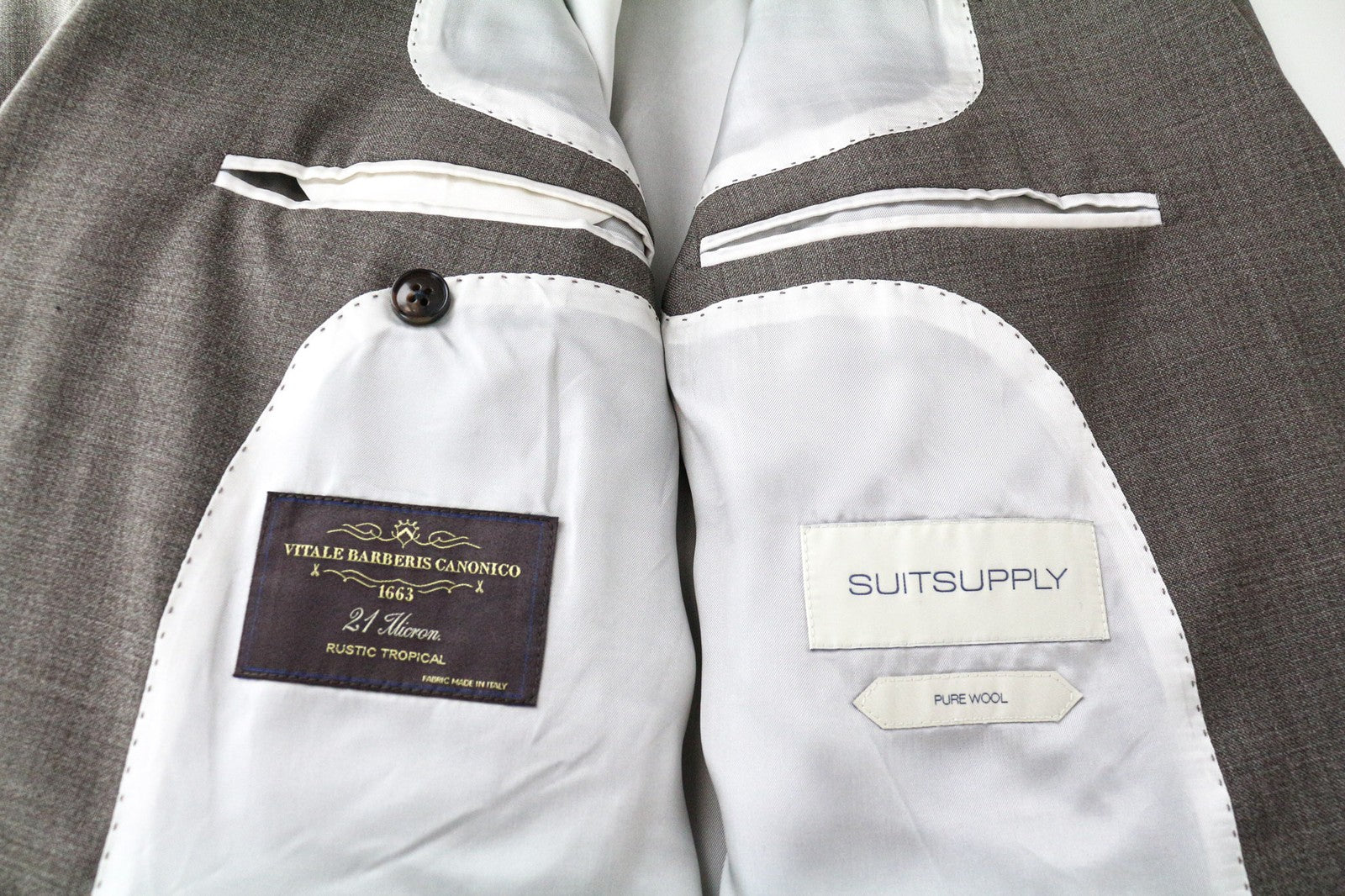 SUITSUPPLY Lazio Men's UK44R Brown Slim Fit Pure Wool Lined Single Breasted