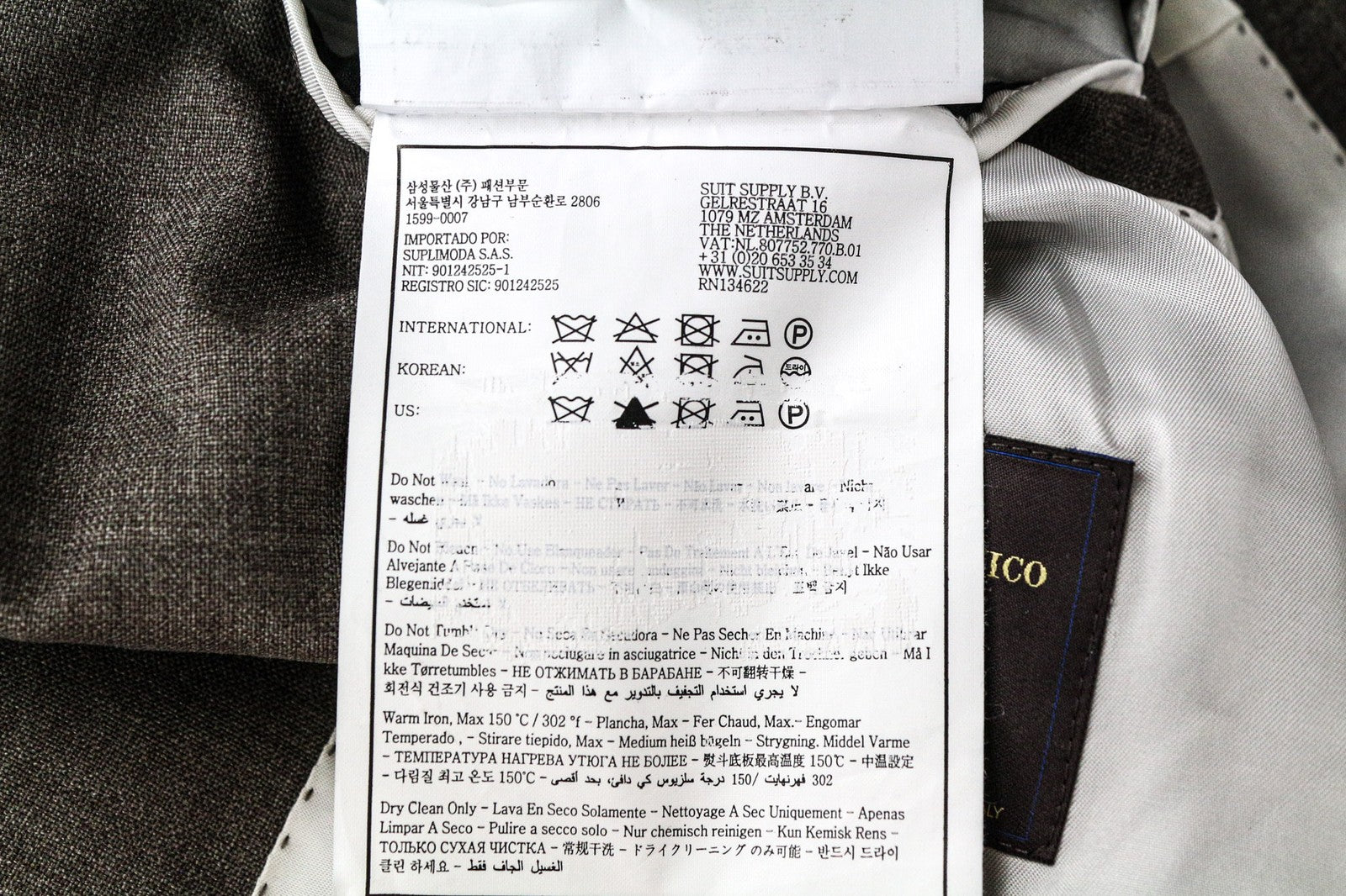 SUITSUPPLY Lazio Men's UK44R Brown Slim Fit Pure Wool Lined Single Breasted