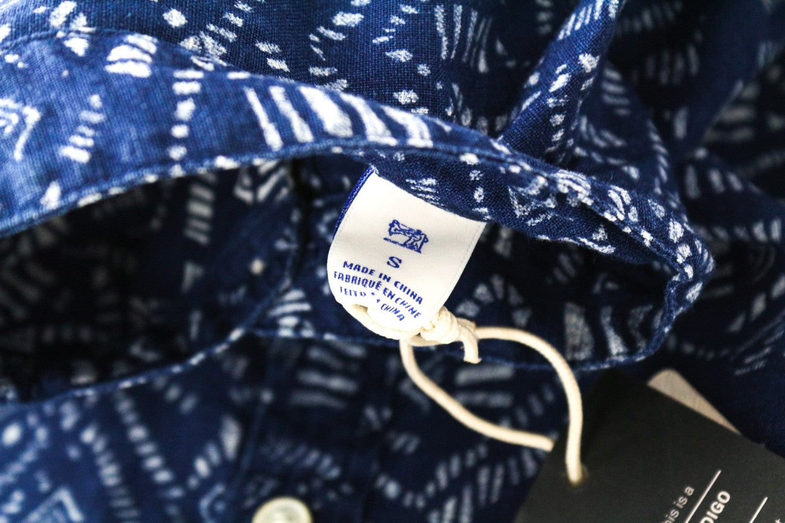 SCOTCH & SODA Men's S Blue Abstract Graphic Henley Cotton Linen Blend Shirt