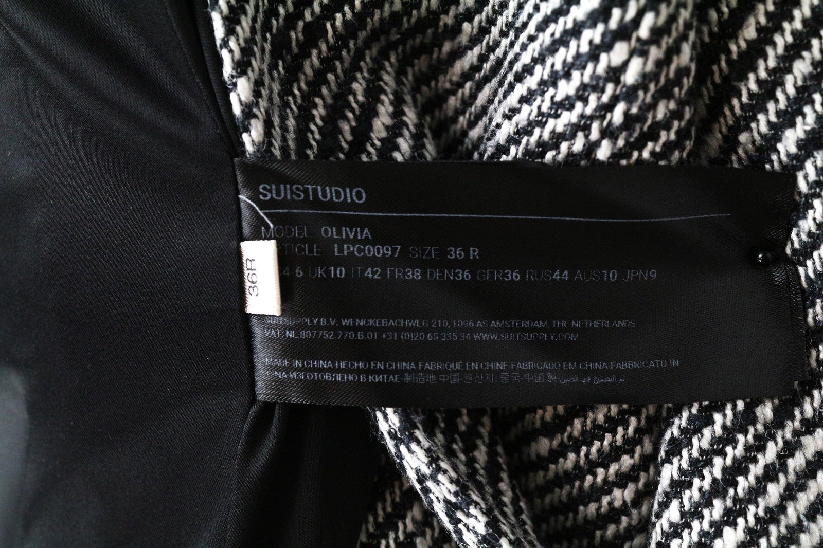 SUITSUPPLY Olivia Women's UK10R Grey Silk Cotton Single Breasted Pattern Blazer