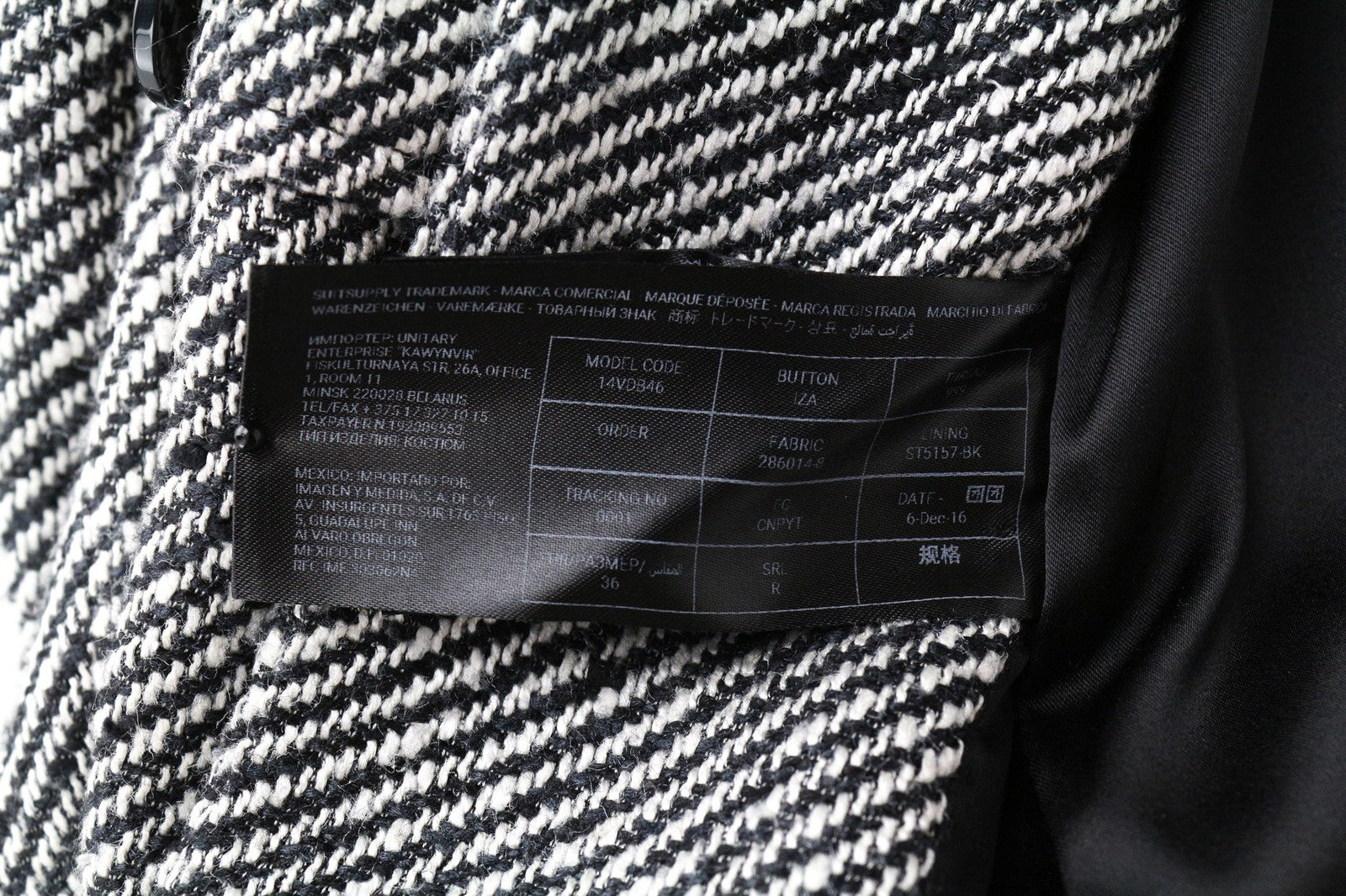 SUITSUPPLY Olivia Women's UK10R Grey Silk Cotton Single Breasted Pattern Blazer