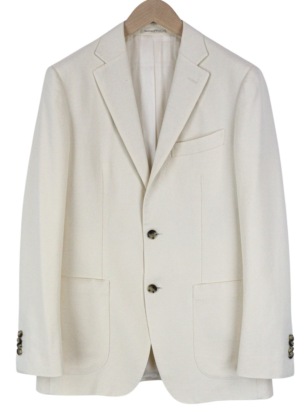 SUITSUPPLY Havana Men's UK38R Off-White Slim Fit Pure Cotton Dress 2 Piece Set