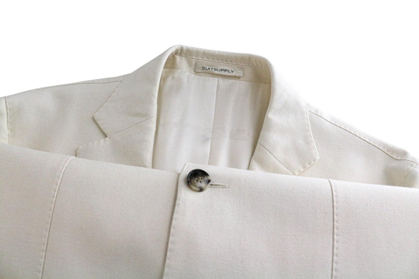 SUITSUPPLY Havana Men's UK38R Off-White Slim Fit Pure Cotton Dress 2 Piece Set