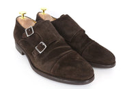 SUITSUPPLY Men's EU40 Brown Suede Calf Leather Double Monk Strap Dress Shoes
