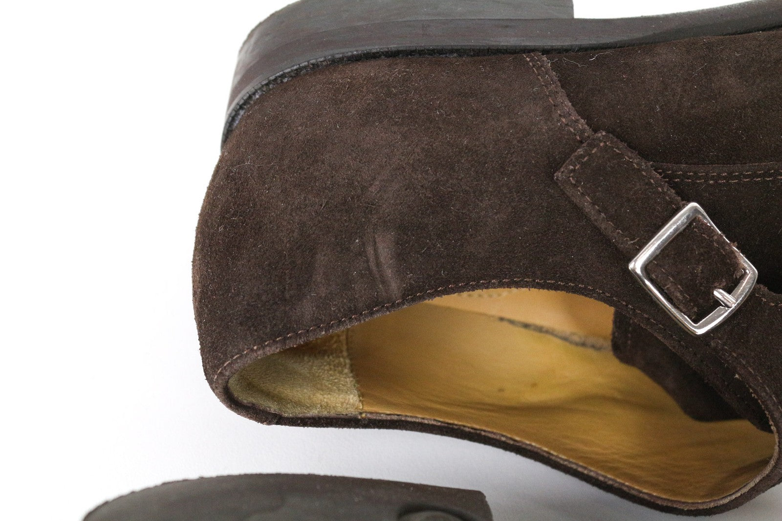 SUITSUPPLY Men's EU40 Brown Suede Calf Leather Double Monk Strap Dress Shoes