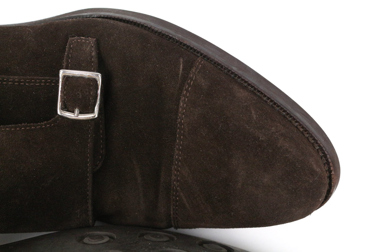 SUITSUPPLY Men's EU40 Brown Suede Calf Leather Double Monk Strap Dress Shoes