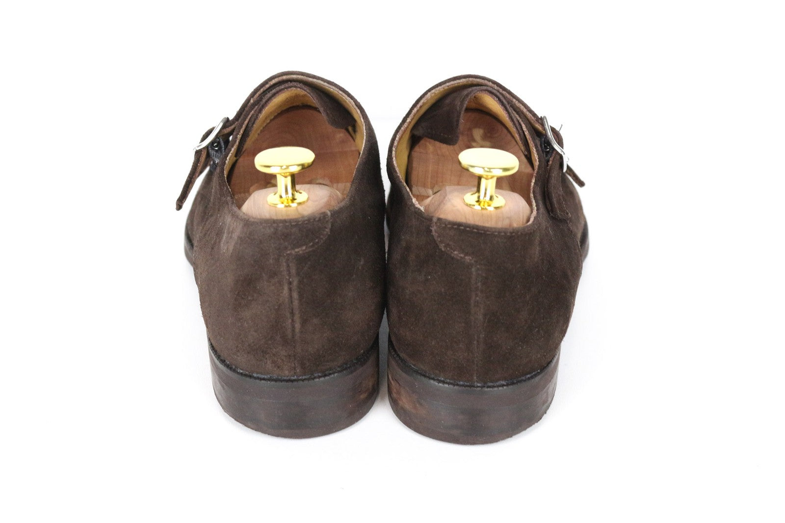 SUITSUPPLY Men's EU40 Brown Suede Calf Leather Double Monk Strap Dress Shoes