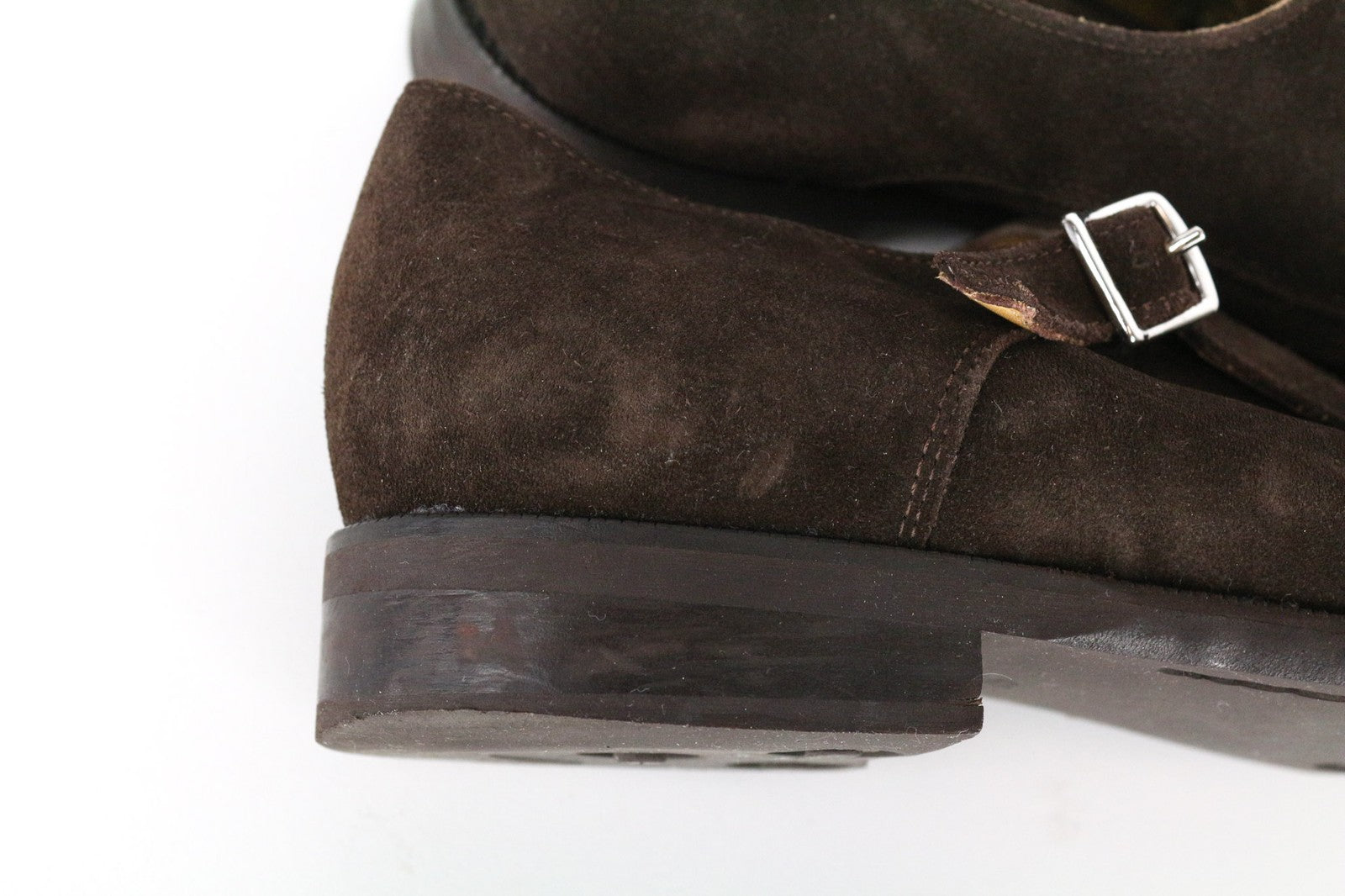 SUITSUPPLY Men's EU40 Brown Suede Calf Leather Double Monk Strap Dress Shoes