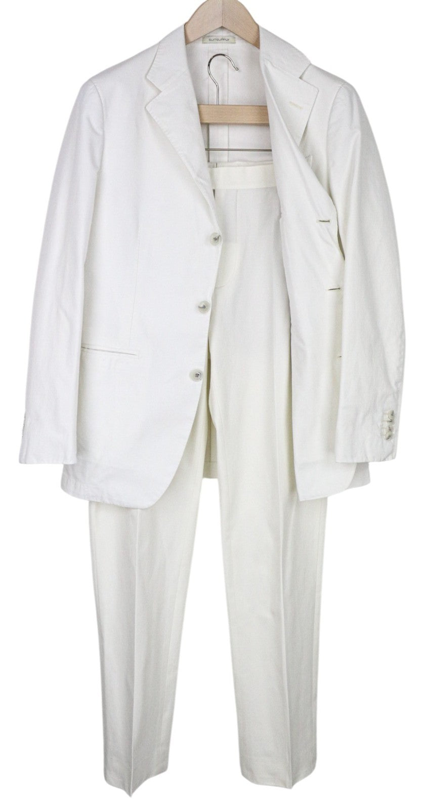 SUITSUPPLY Men's ~ UK38R Off-White 2 Piece Unlined Cotton Pleated Suit