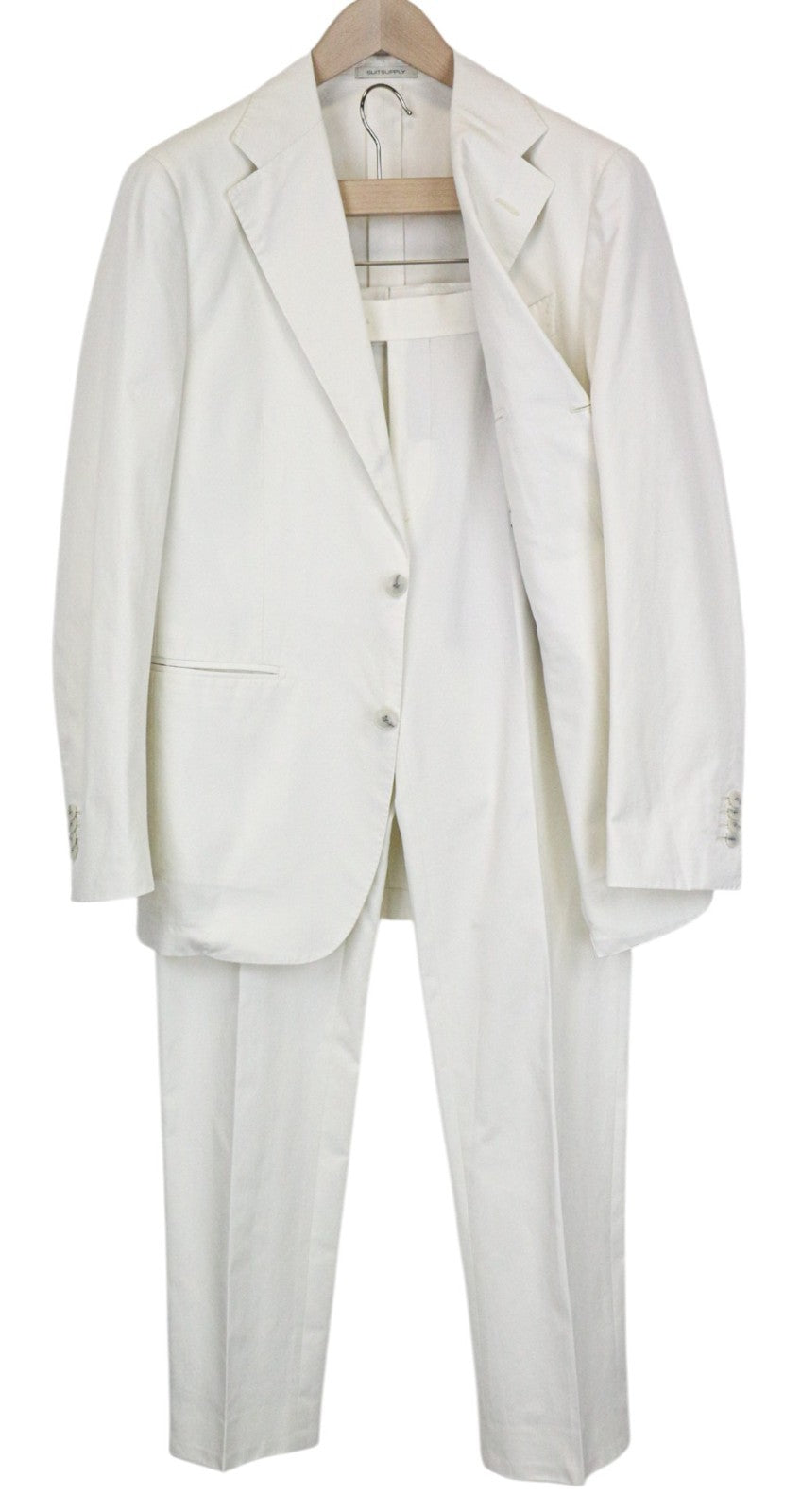 SUITSUPPLY Havana Men's UK38R Off-White Slim Cotton Single Breasted 2Pc Blazer