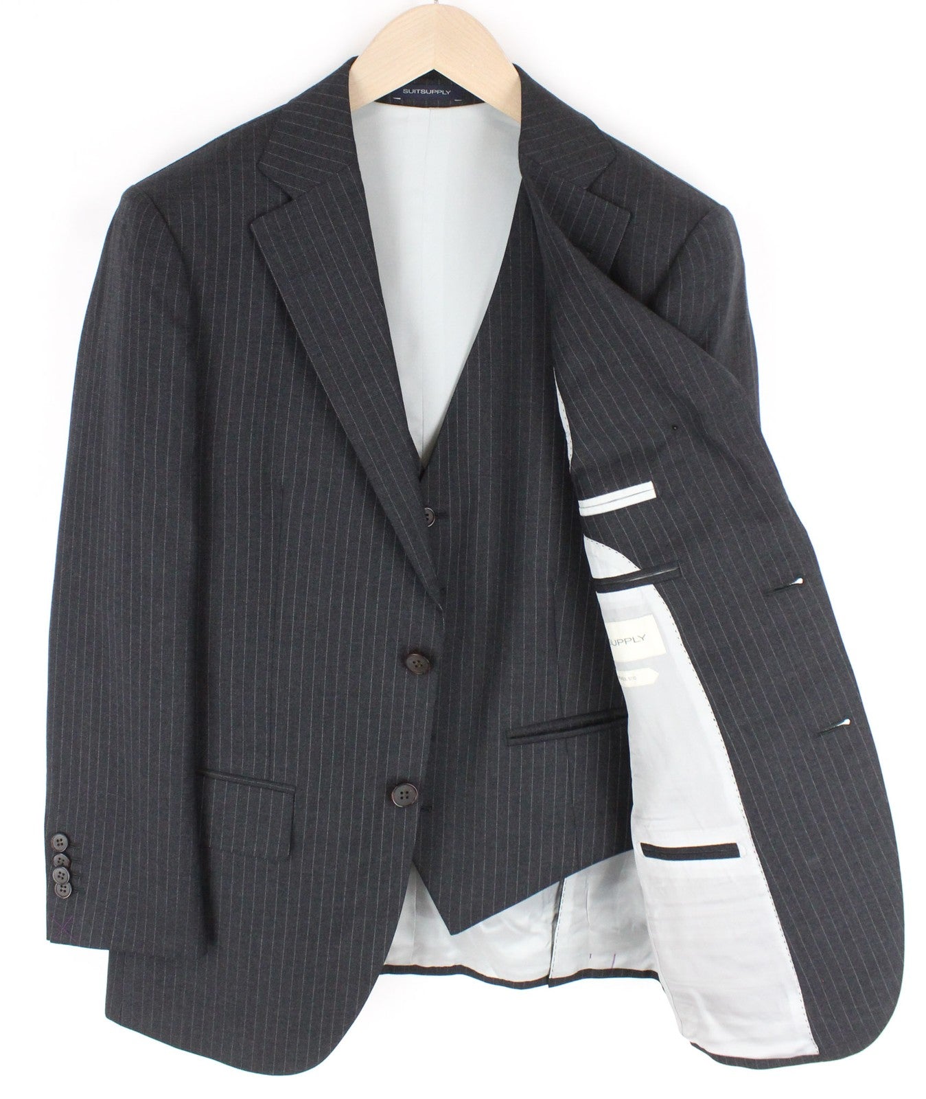 SUITSUPPLY Lazio Men's Grey Wool Slim 2Pc Suit UK36S with Matching Waistcoat