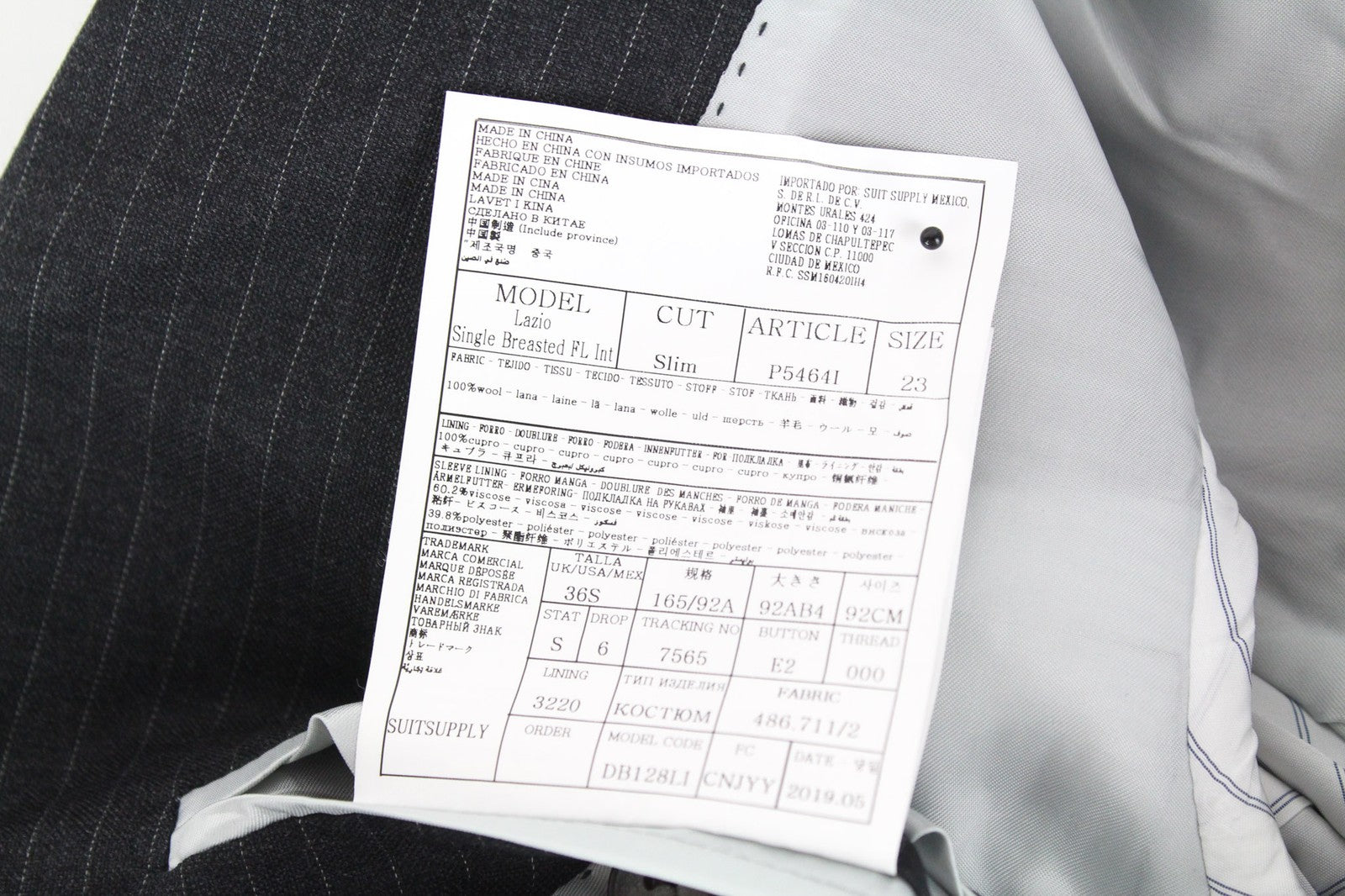 SUITSUPPLY Lazio Men's Grey Wool Slim 2Pc Suit UK36S with Matching Waistcoat