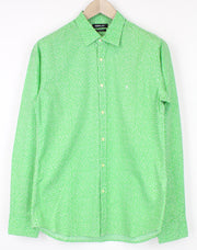 REPLAY Men's M Green Pattern Button-Up Regular Fit Long Sleeve Shirt