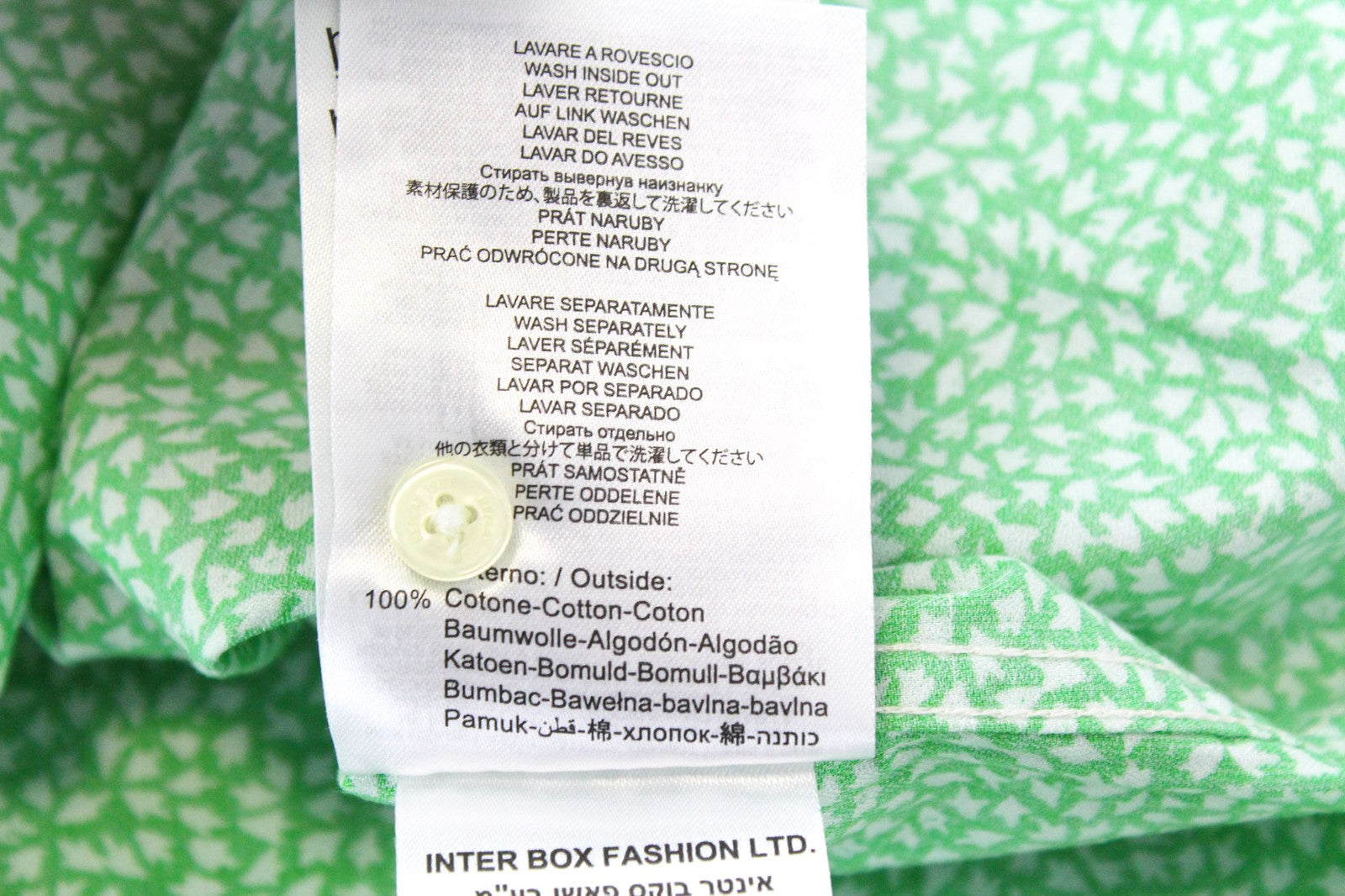 REPLAY Men's M Green Pattern Button-Up Regular Fit Long Sleeve Shirt