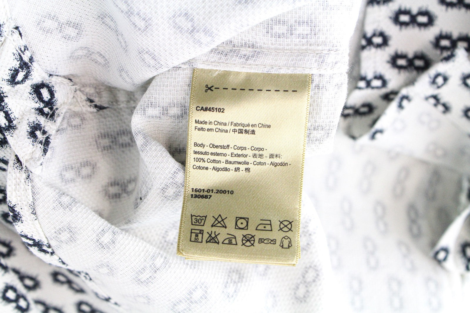 SCOTCH & SODA Ams Couture Men's S White Cotton Patterned Long Sleeve Shirt