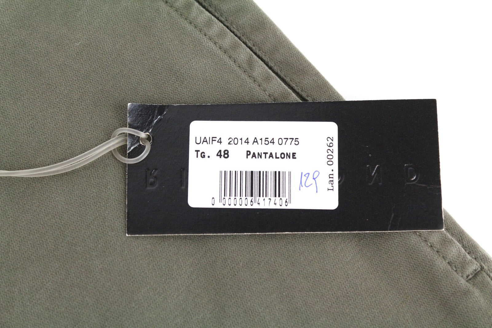 RICHMOND Men's Green Cotton Stretch Flat Front Casual Trousers Size 48