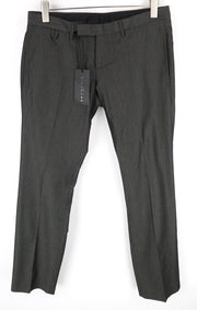JOHN RICHMOND Men's Grey Striped Pure Cotton Classic Formal Trousers UK16