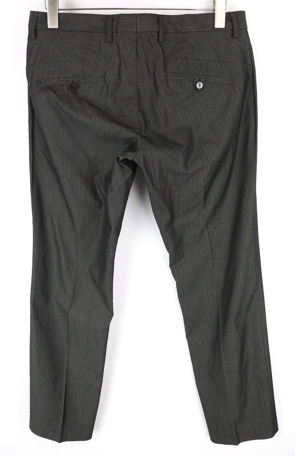 JOHN RICHMOND Men's Grey Striped Pure Cotton Classic Formal Trousers UK16