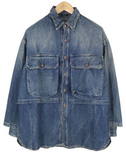 R13 Oversized Double Layer Shirt Women Jacket M Kellen Button-Up Faded Blue