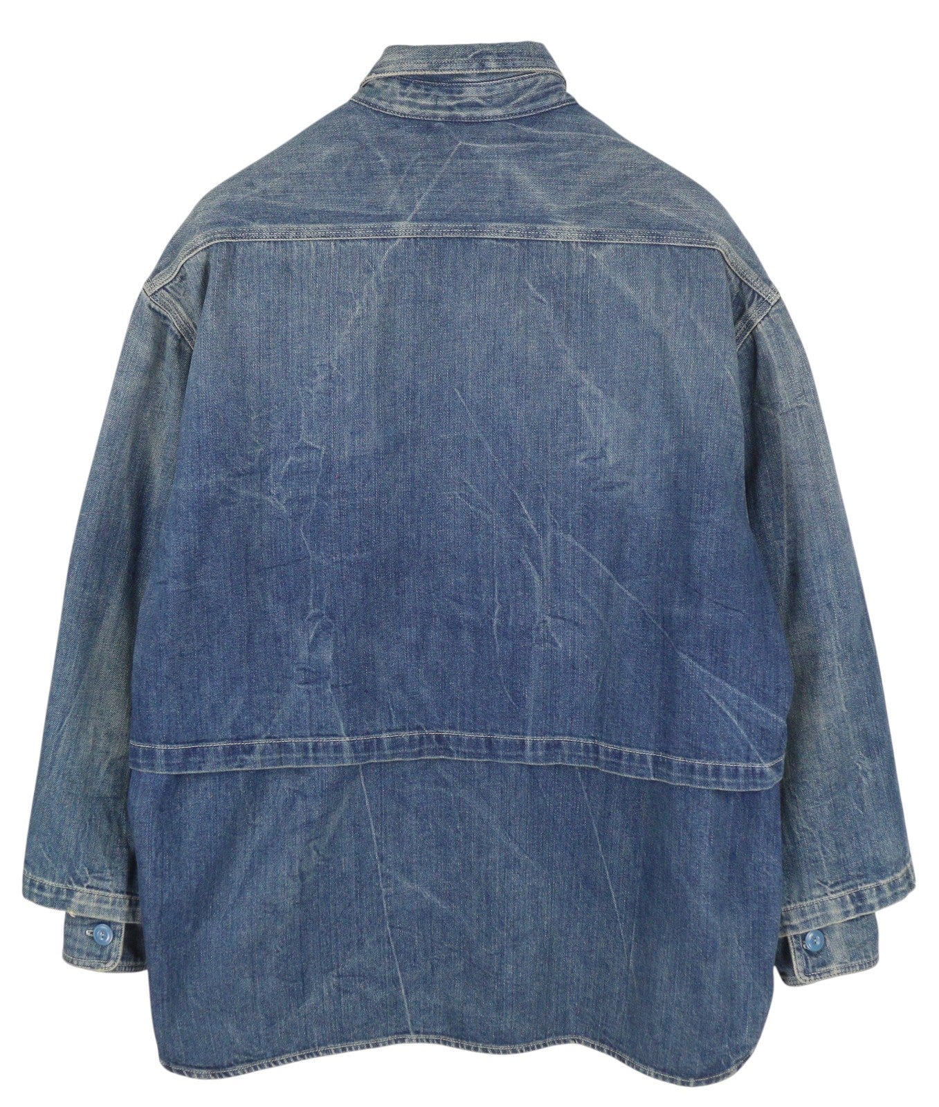 R13 Oversized Double Layer Shirt Women Jacket M Kellen Button-Up Faded Blue