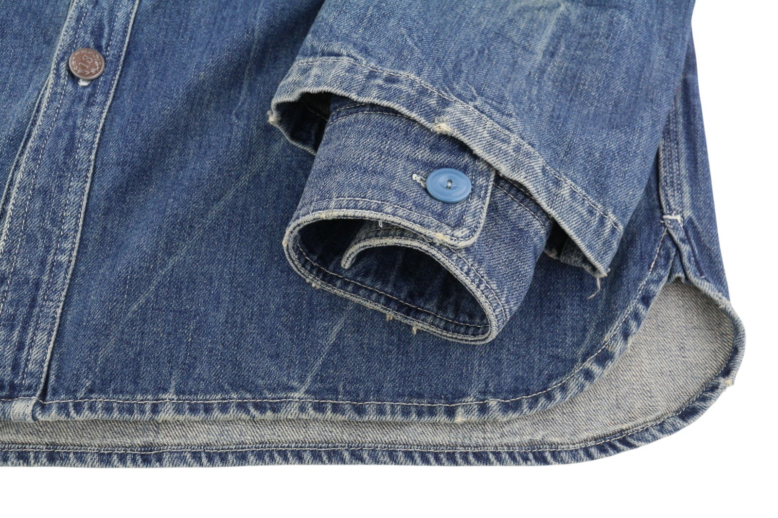 R13 Oversized Double Layer Shirt Women Jacket M Kellen Button-Up Faded Blue