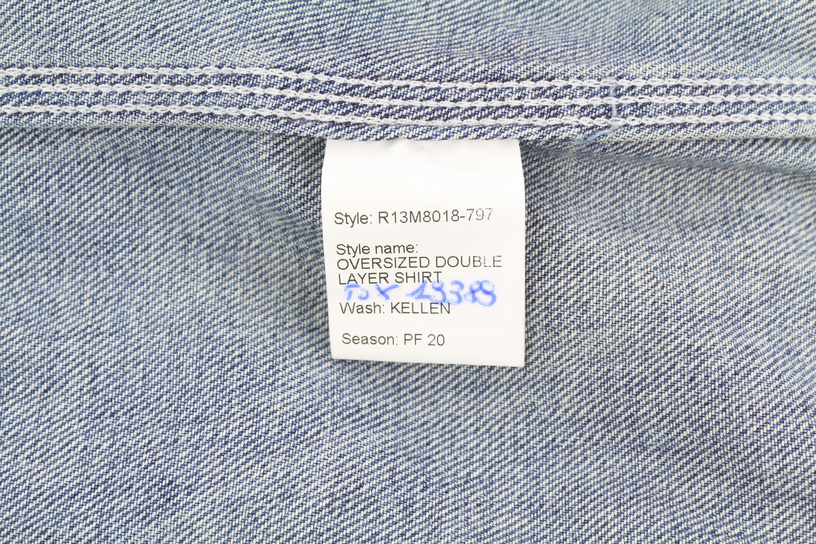 R13 Oversized Double Layer Shirt Women Jacket M Kellen Button-Up Faded Blue