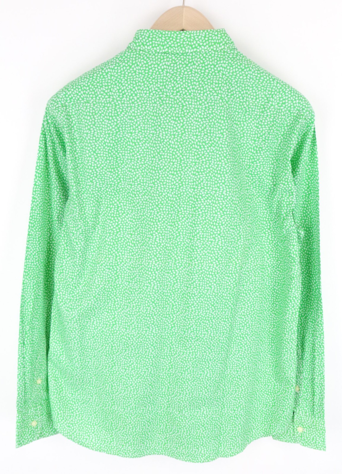 REPLAY Men's L Green Cotton Patterned Button-Up Shirt Long Sleeve Casual Wear