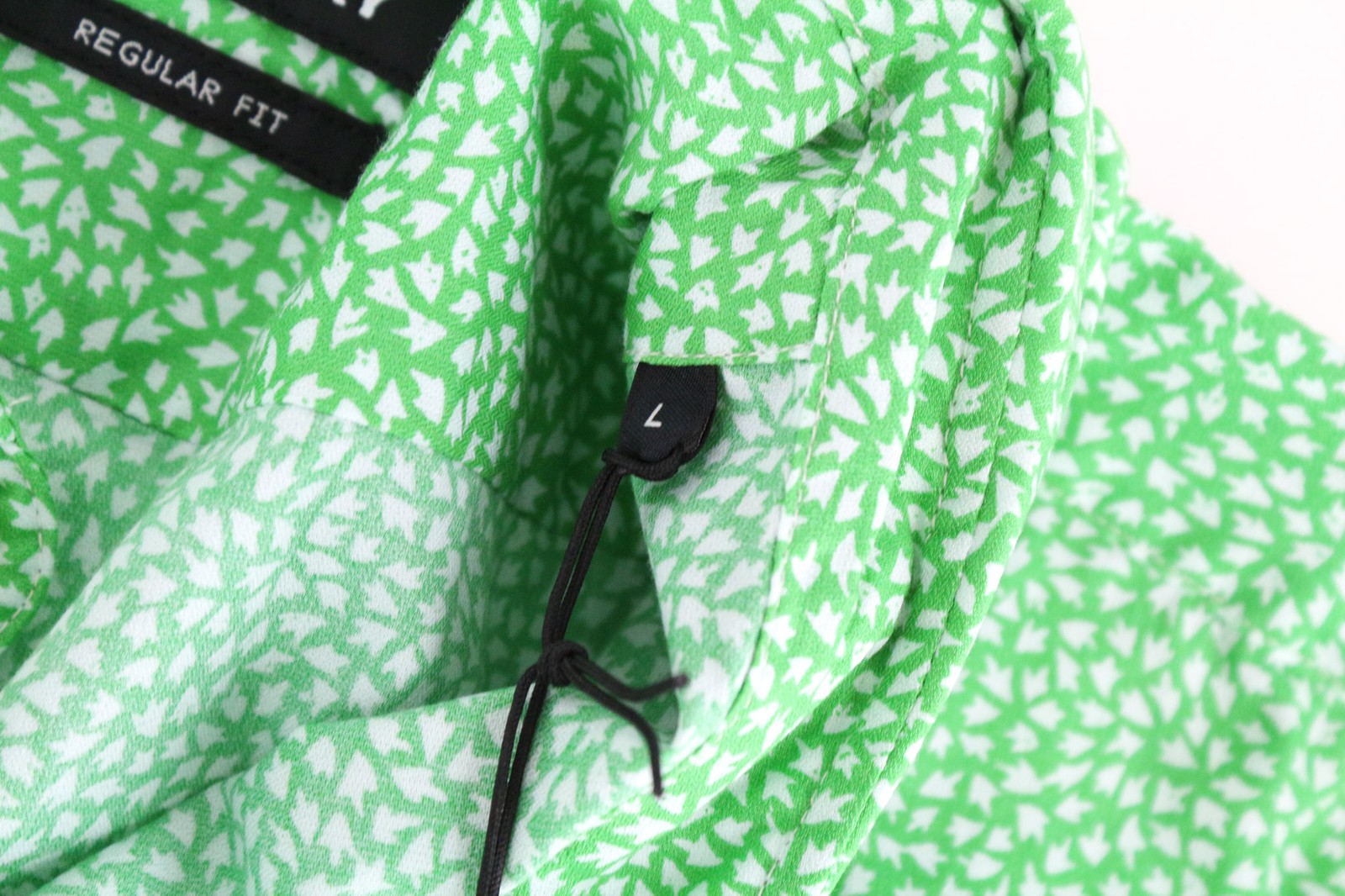 REPLAY Men's L Green Cotton Patterned Button-Up Shirt Long Sleeve Casual Wear