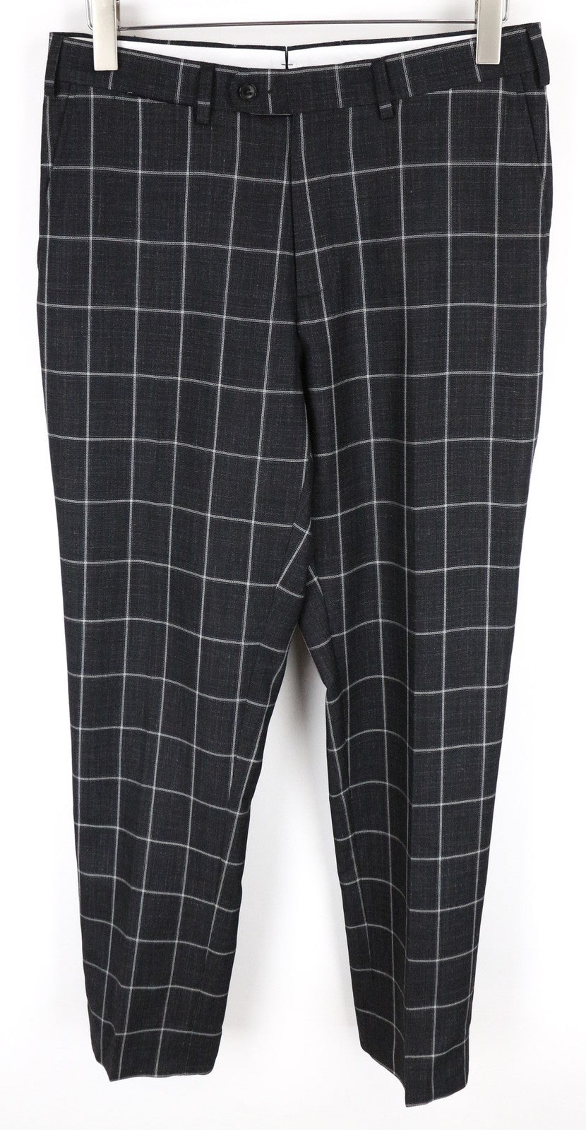 SUITSUPPLY Brescia Men's Grey Checked Wool Silk Linen Trousers UK38S Pleated