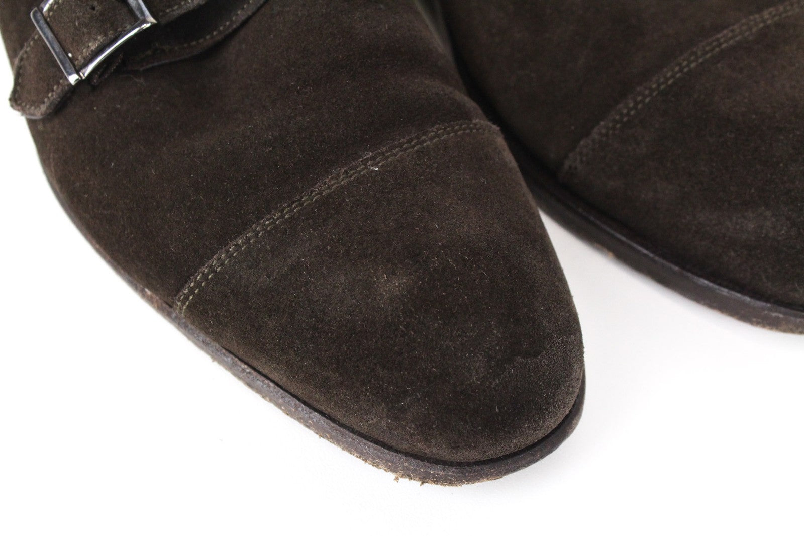 SUITSUPPLY Men's EU39.5 Brown Suede Leather Double-Buckle Formal Shoes