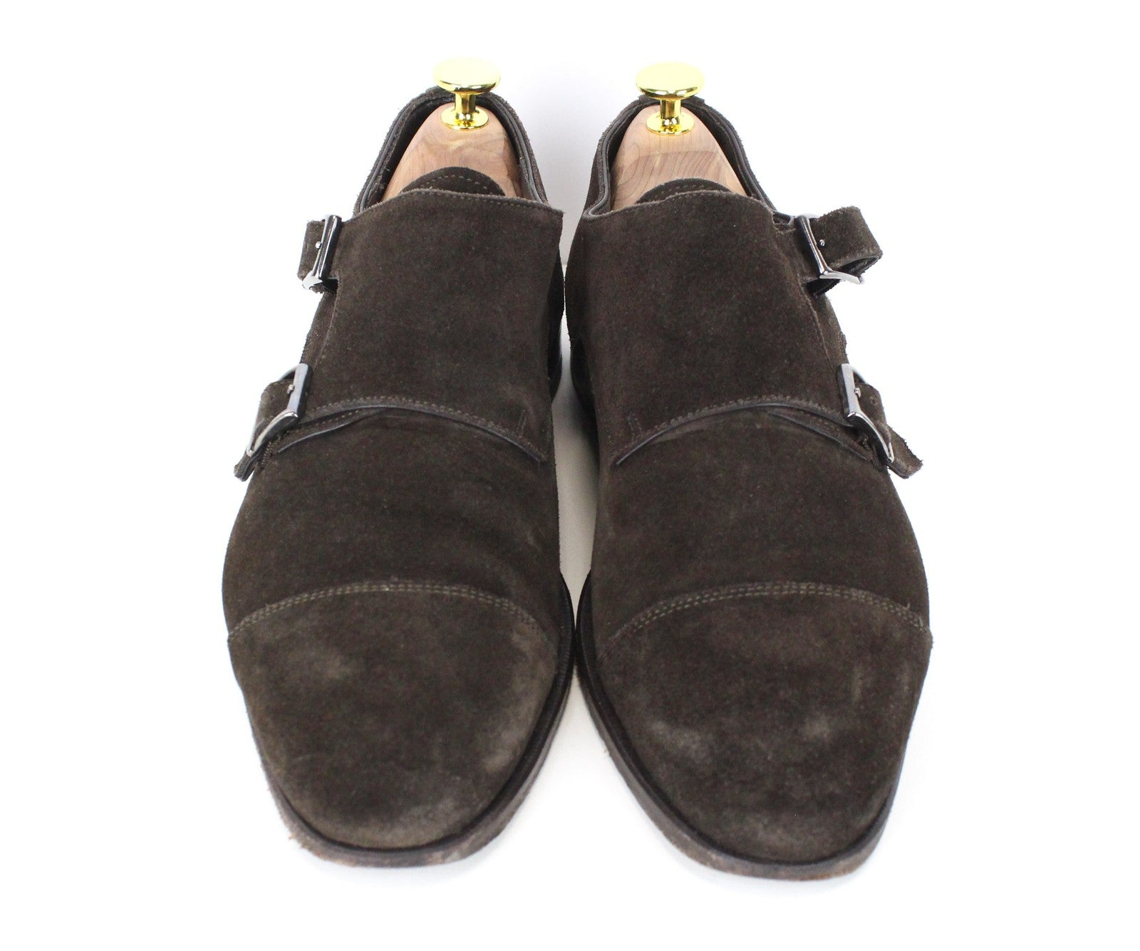 SUITSUPPLY Men's EU39.5 Brown Suede Leather Double-Buckle Formal Shoes