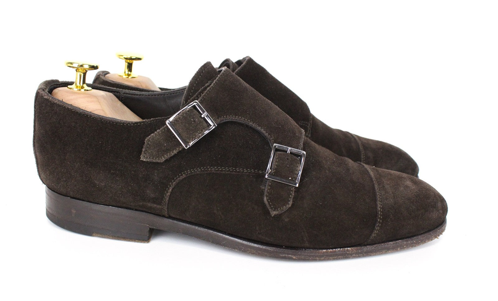 SUITSUPPLY Men's EU39.5 Brown Suede Leather Double-Buckle Formal Shoes