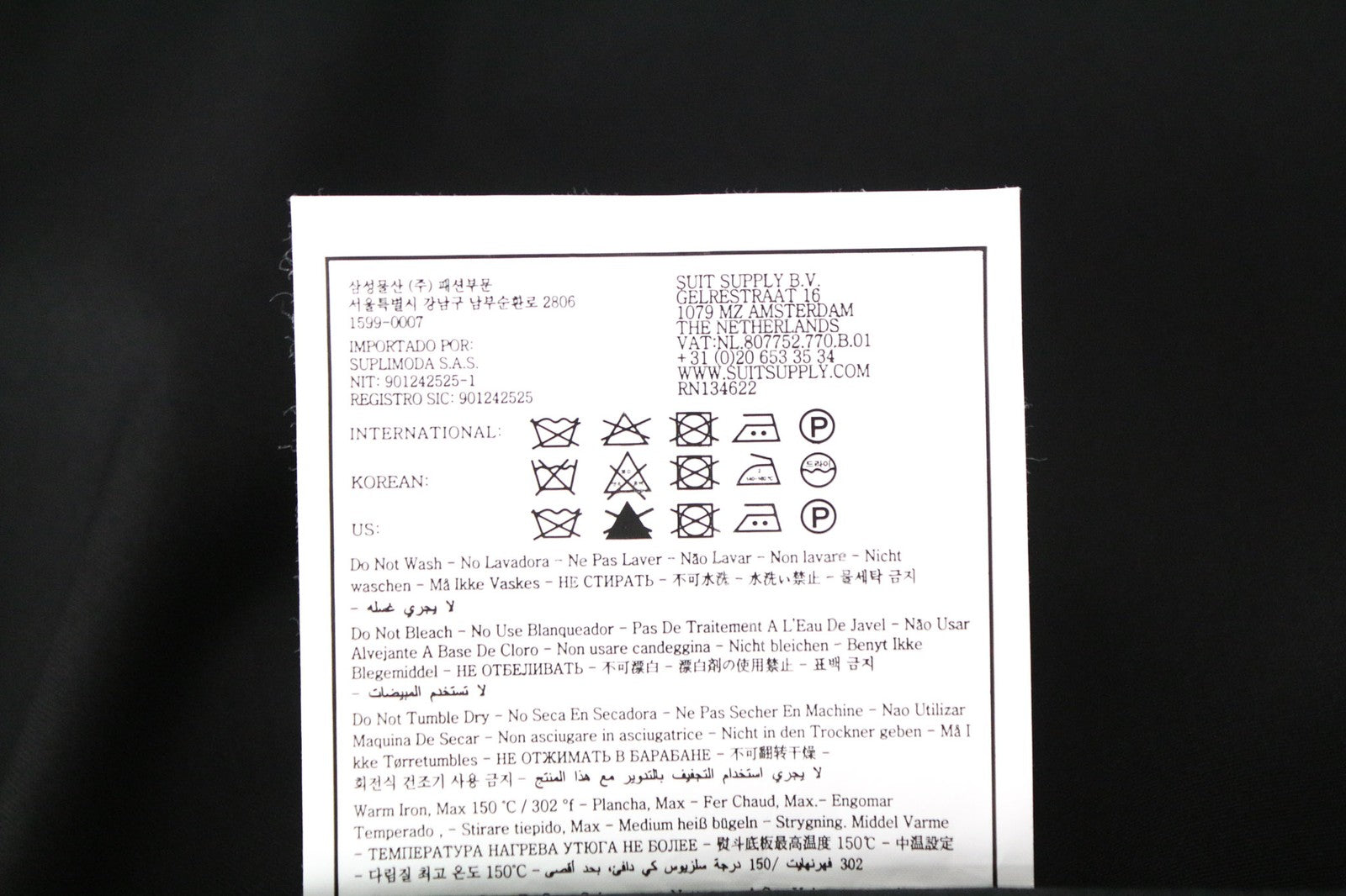 SUITSUPPLY Brescia Men's UK44S Black Wool Lined Pleated Classic Formal Trousers