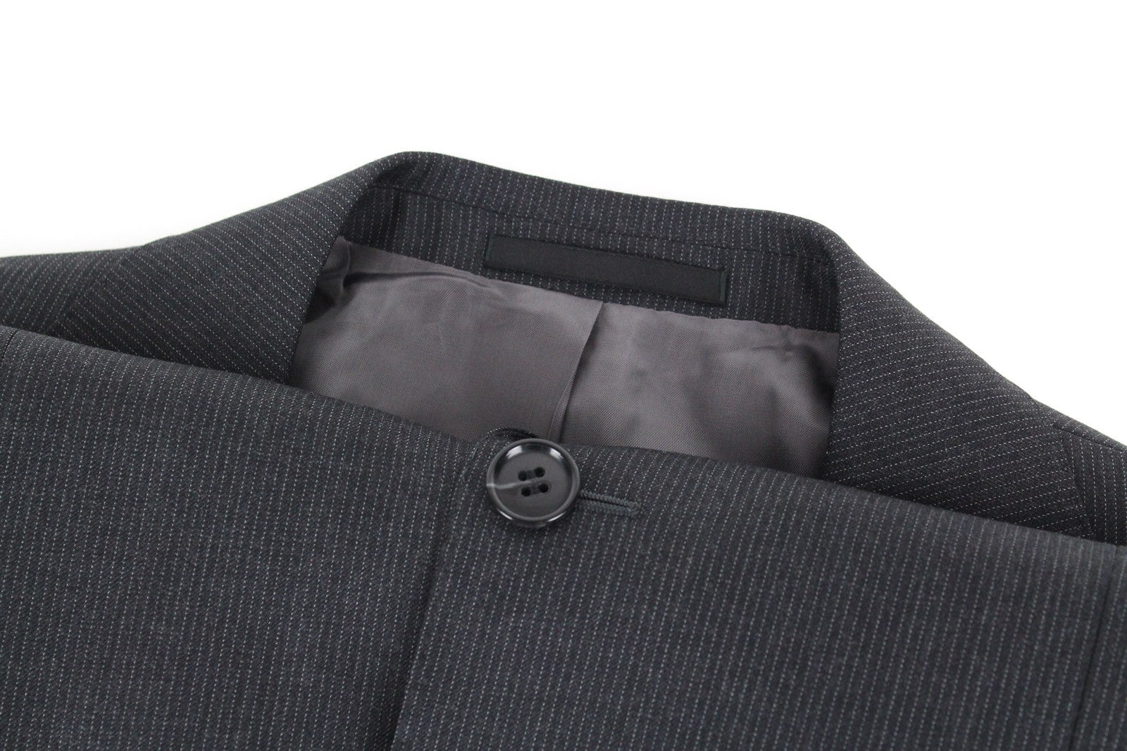 „SUITSUPPLY Napoli“ vyriškas pilkas vilnonis dryžuotas švarkas „Super 110's“, 38L dydis 