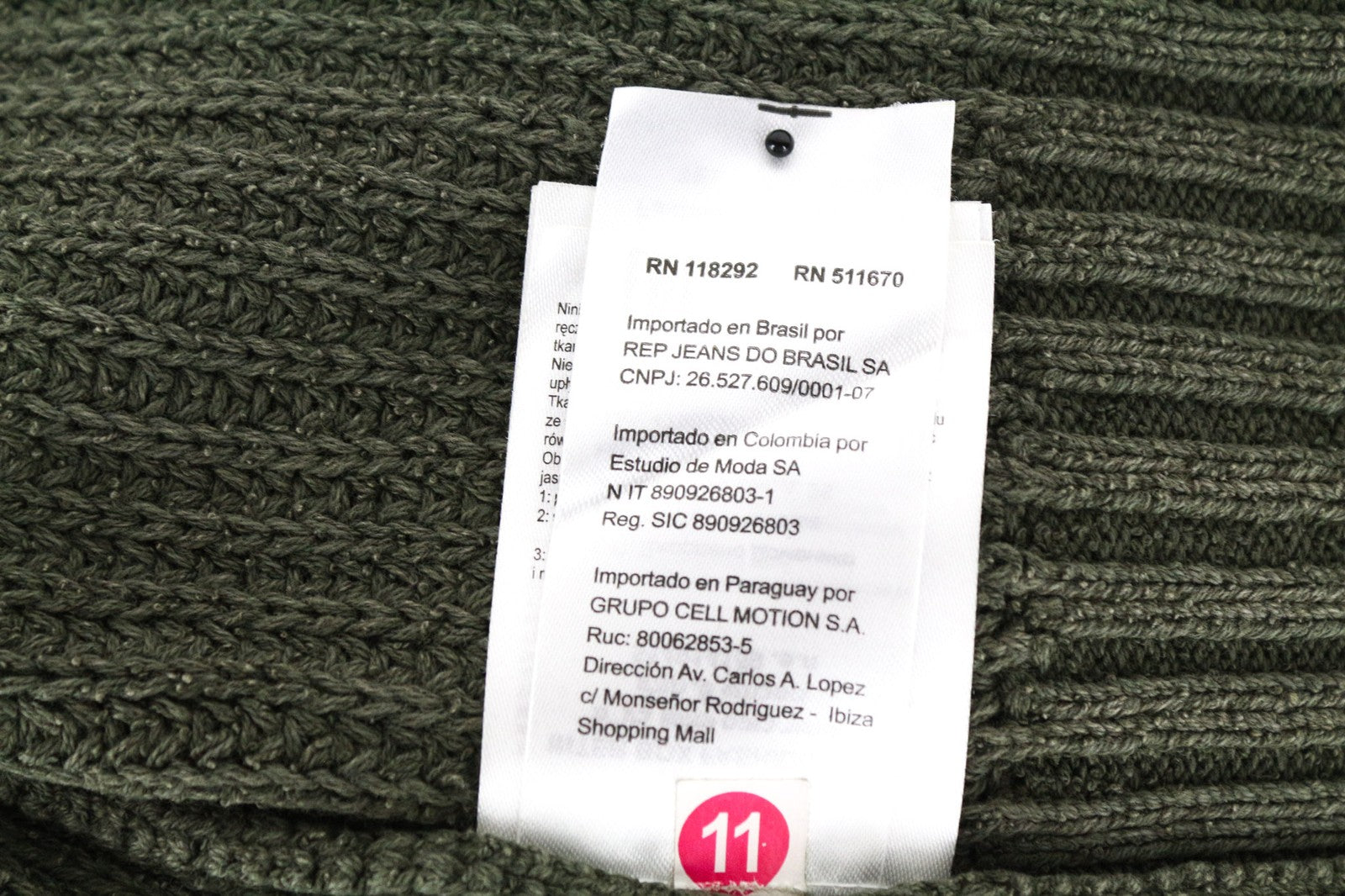 REPLAY Men's 2XL Green Cotton Pullover Knitted Sweater Long Sleeve Sweatshirt