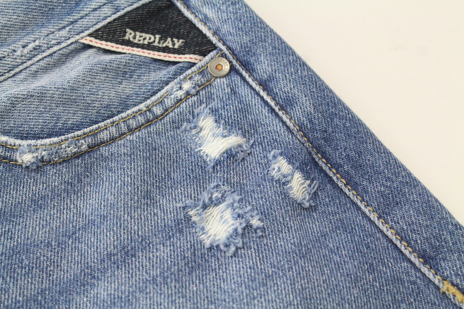 REPLAY Tinmar Men's W30/L32 Blue Tapered Pure Cotton Jeans