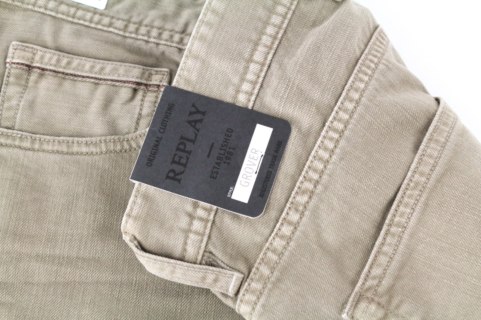 REPLAY Grover Men's Beige Brown Straight Fit Cotton Stretch Jeans W30/L32