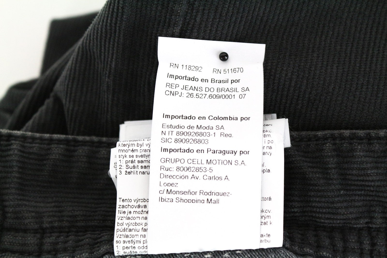 REPLAY Grover Men's Grey Corduroy Straight Fit Cotton Stretch Trousers W31/L34