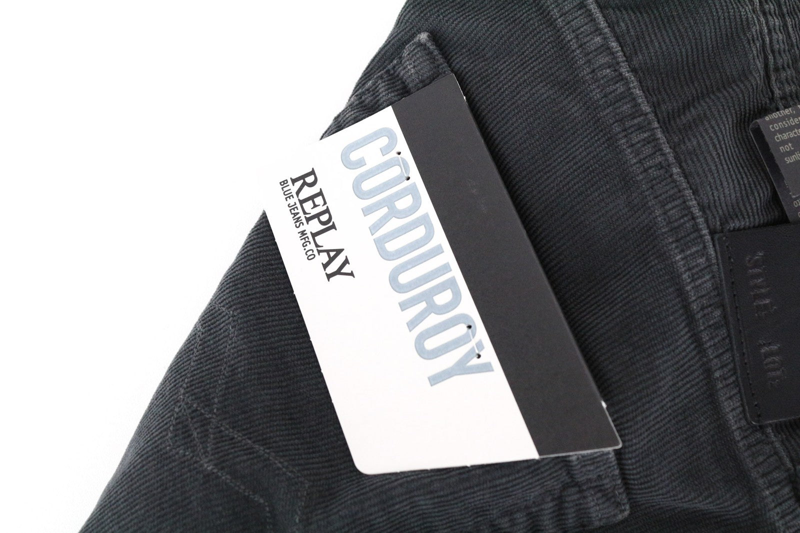 REPLAY Grover Men's Grey Corduroy Straight Fit Cotton Stretch Trousers W31/L34