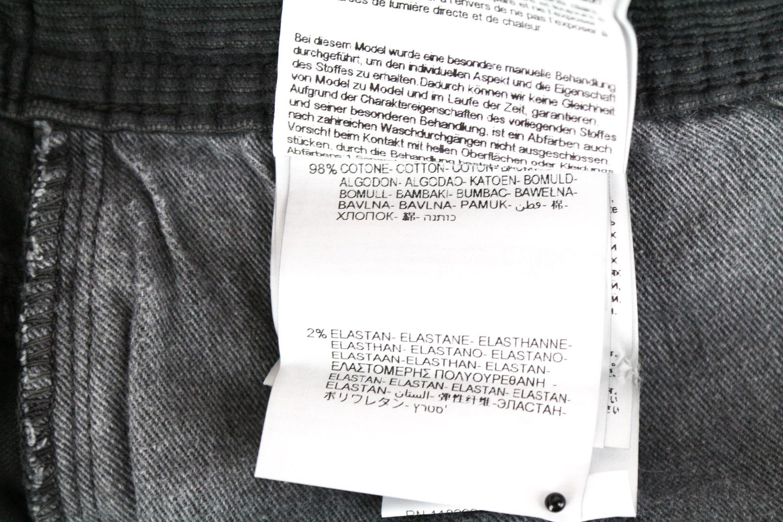 REPLAY Grover Men's Grey Corduroy Straight Fit Cotton Stretch Trousers W31/L34