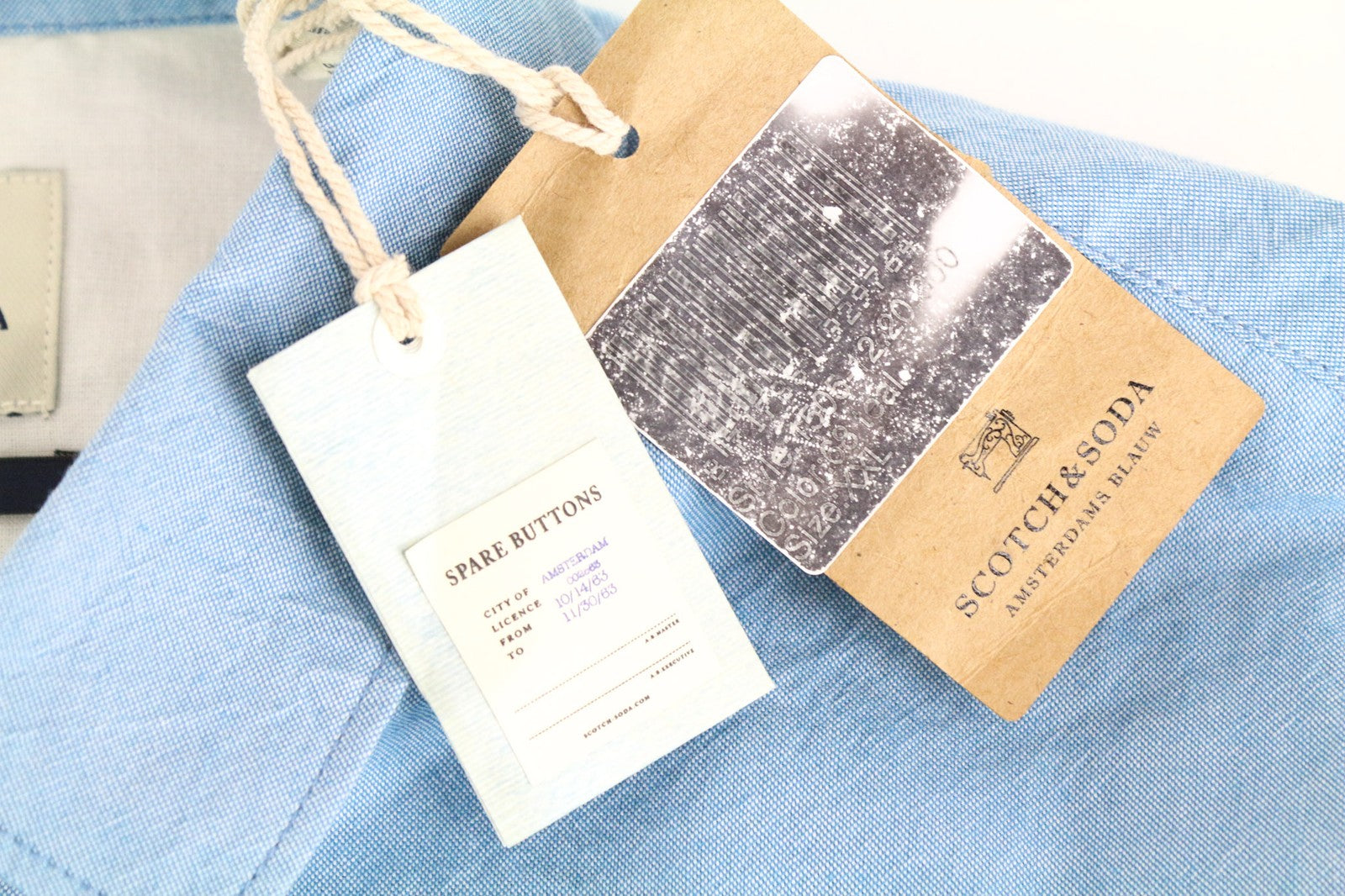 SCOTCH & SODA Ams Blauw Men's 2XL Blue Cotton Pocket Long Sleeve Casual Shirt