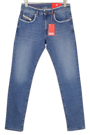 DIESEL 2019 D-Strukt-Sp 09E19 Men Jeans W32/L34 Blue Faded Washed Slim Fit Zip