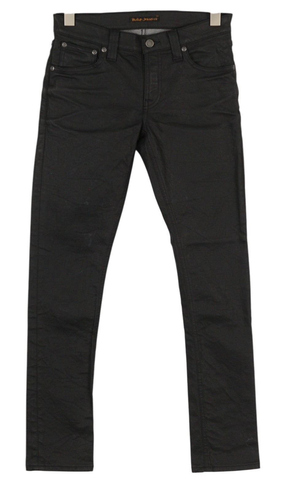 NUDIE JEANS Tight Long John Men Jeans W28/L30 Throb Black Organic Coated Slim