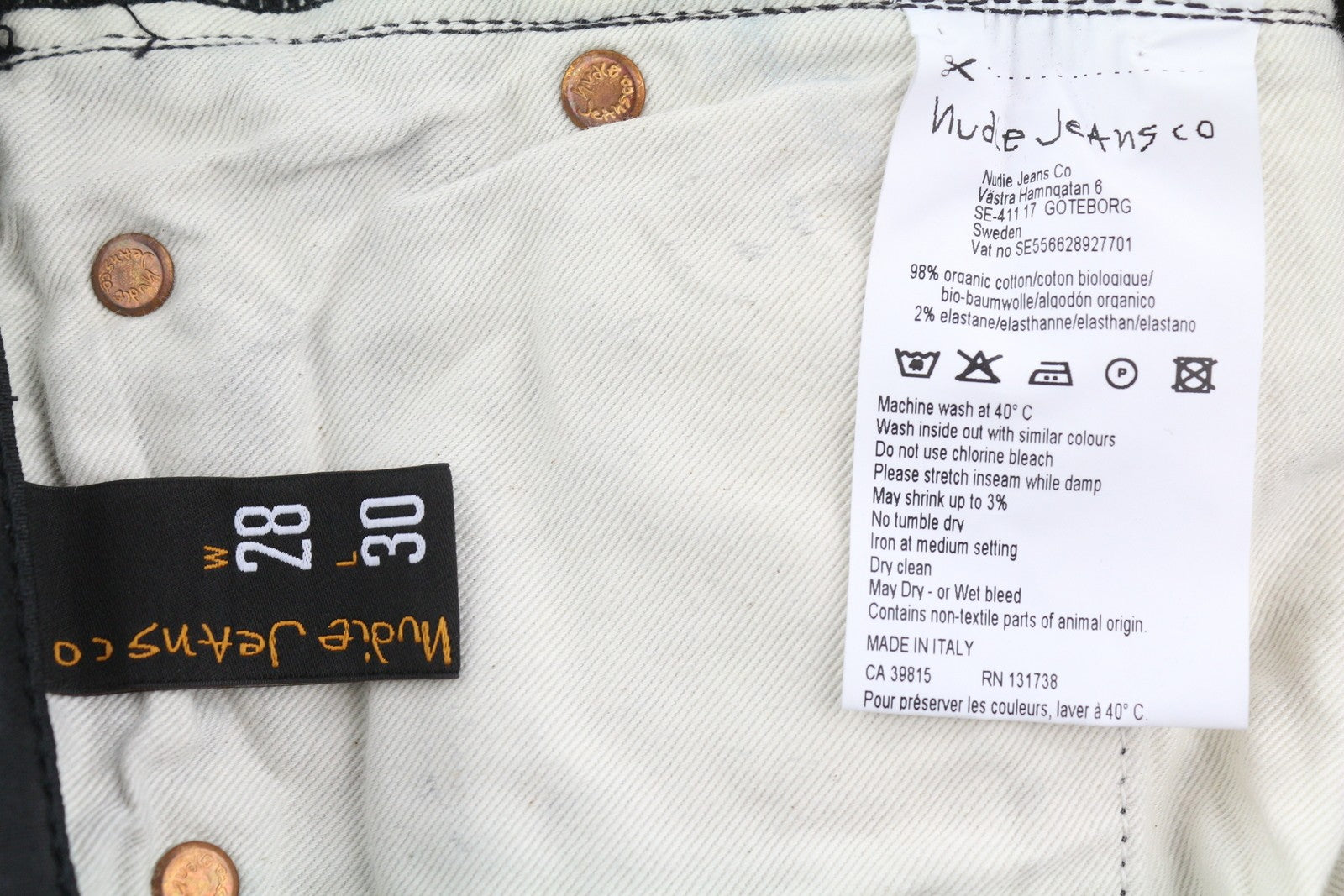 NUDIE JEANS Tight Long John Men Jeans W28/L30 Throb Black Organic Coated Slim