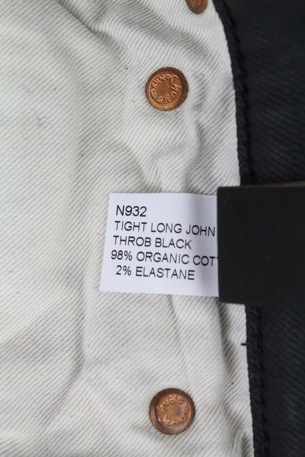 NUDIE JEANS Tight Long John Men Jeans W28/L30 Throb Black Organic Coated Slim