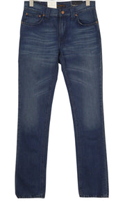 NUDIE JEANS Thin Finn Men Jeans W30/L34 Blue Faded Washed Slim Fit Organic Zip